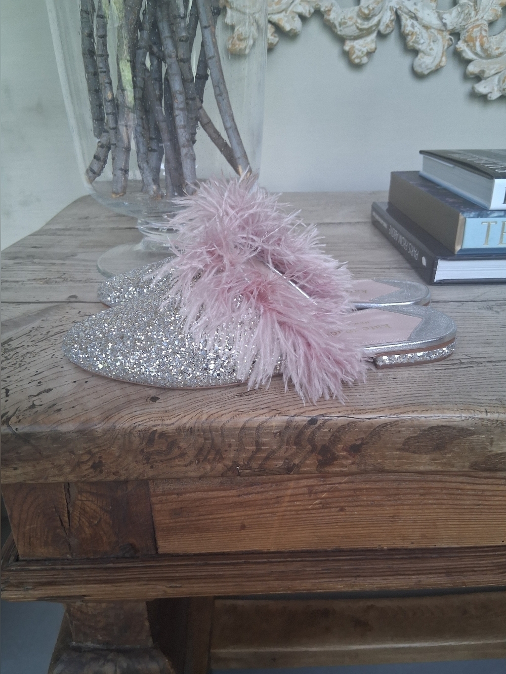 Kate Spade New York Silver and Pink Marabou Mules Size 10 - Picture 6 of 11